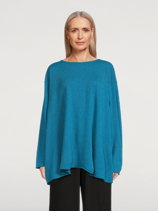 eskandar Sweaters - Eskandar Cashmere A-Line Sweater, Dark Turquoise